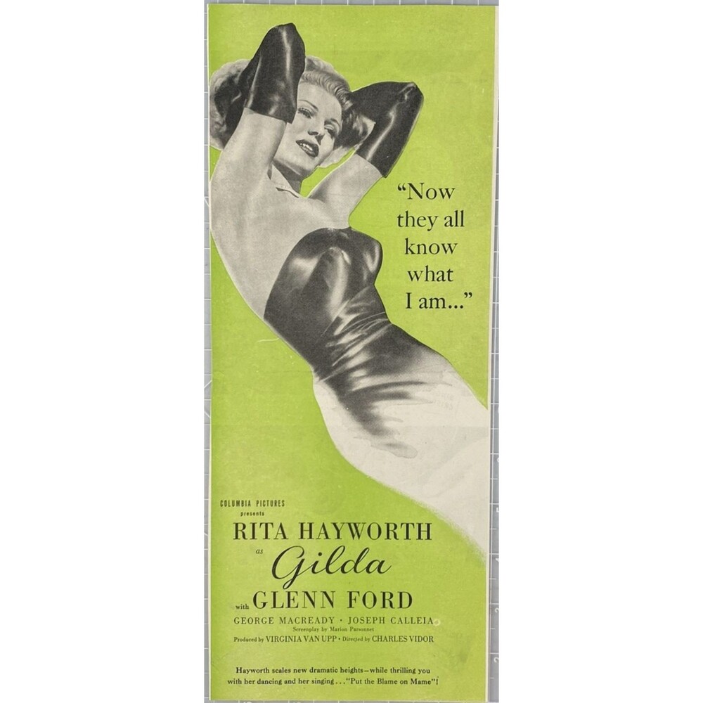 Columbia Pictures Rita Hayward as "Gilda" Now They Know what I Am Print Ad 1946